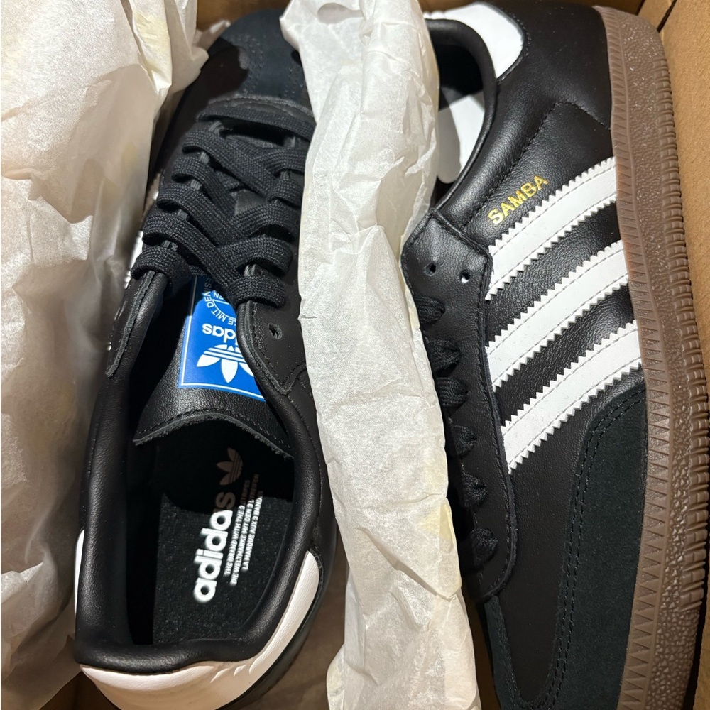 Adidas samba OG women Black Sneakers with White Stripes size 6/7/8 us box - Picture 2 of 4